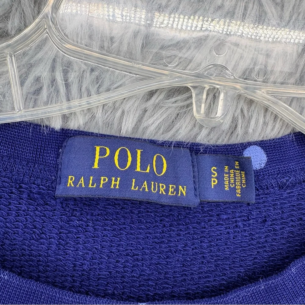 Polo Ralph Lauren Sweatshirt Mens Small Crewneck Paint Splatter Navy Blue Rare